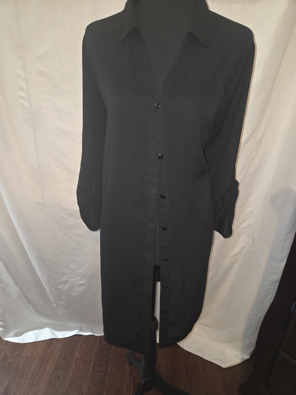 Alfani Black Long-Sleeve Button-Front Shirt Dress